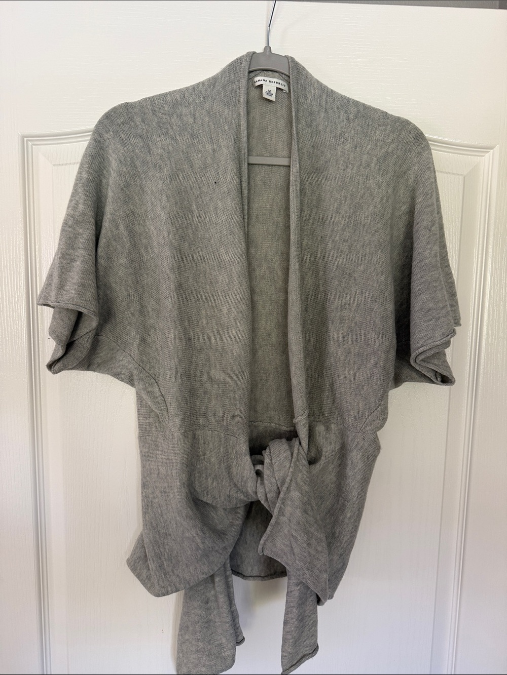 Banana Republic Gray Open-Front Tie-Waist Wool Shrug